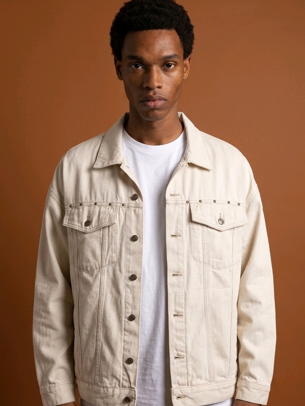 Old Navy Men's Cream Button-Front Canvas Jacket.  Size XL
